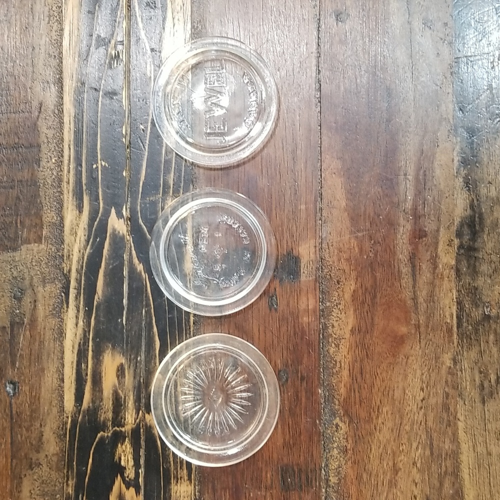Vintage GEM glass canning jar lids - I have many unique.  Make an amount offer!